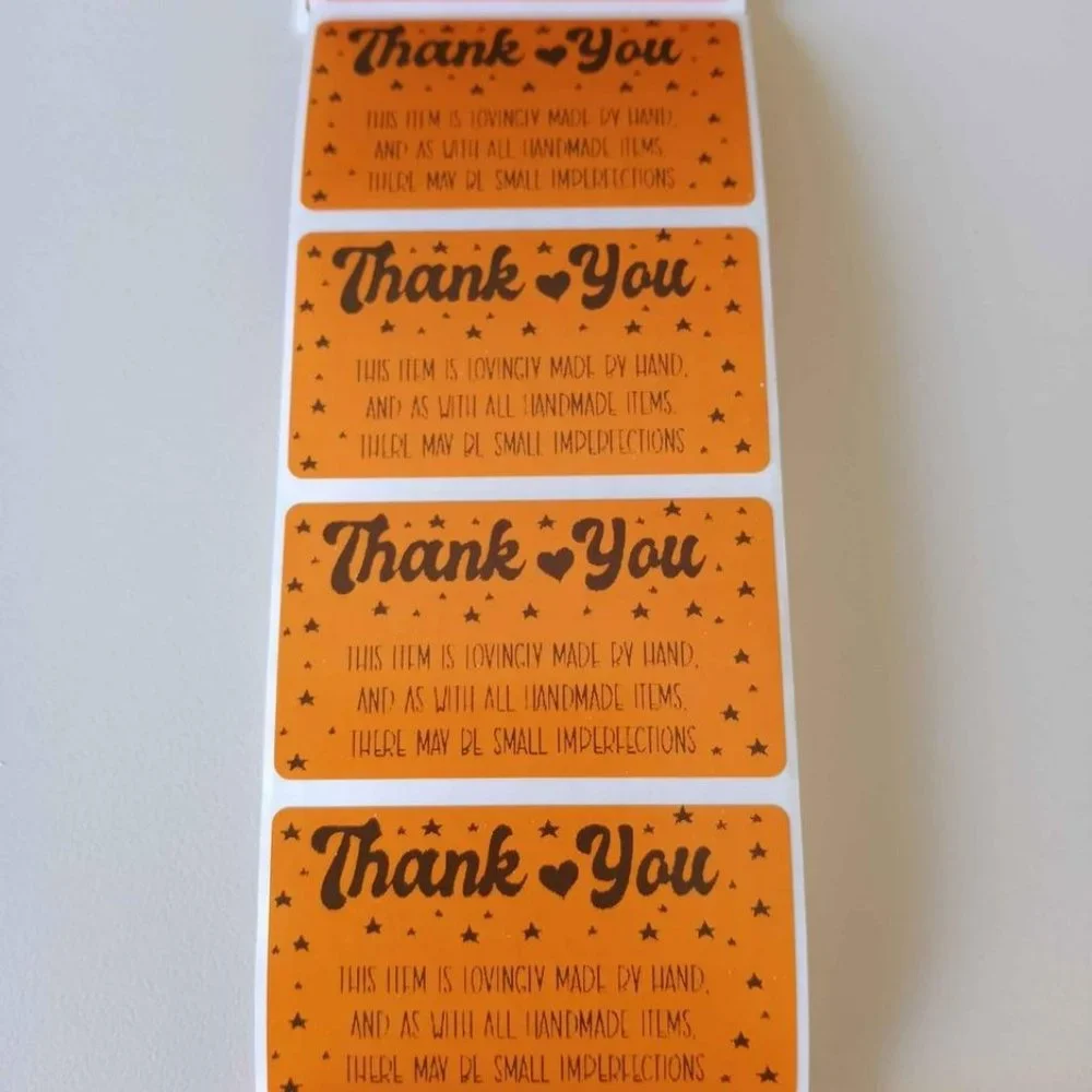 💙100 Thank You Handmade- Shipping Labels Thermal Packaging Stickers 2.25